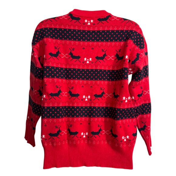 Vintage Red & Black Reindeer Christmas Sweater Size M - Picture 5 of 10